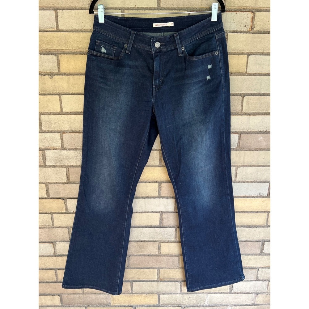 Levis 529 Curvy Bootcut Jeans Dark Wash Distressed Denim Size 31 / 12